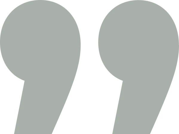 Large grey quotation mark symbol.